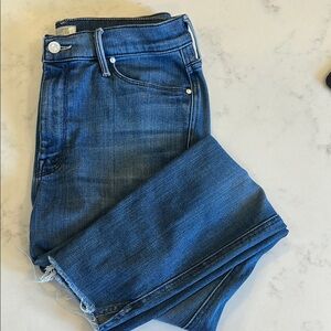 Mother The Vamp Fray Blue Jeans-crack the whip wash